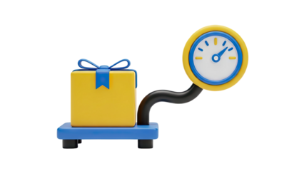 3D Gift box on a scale 3d render on transparent background