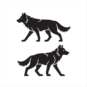 tanding wolf icon in minimal vector style, good for branding or UI