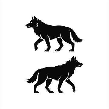 tanding wolf icon in minimal vector style, good for branding or UI