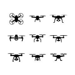 Collection of various drone silhouettes displayed in a grid pattern