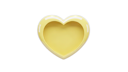 3D Yellow Heart Shape Empty Bowl on transparent background