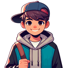 premium vector illustration of Street boy cartoon wearing hoodie