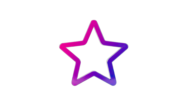 3D Star shape with pink and blue gradient outline on transparent background - Powered by Adobe