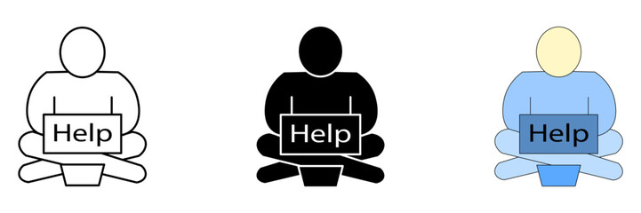 poverty line set icon on white background