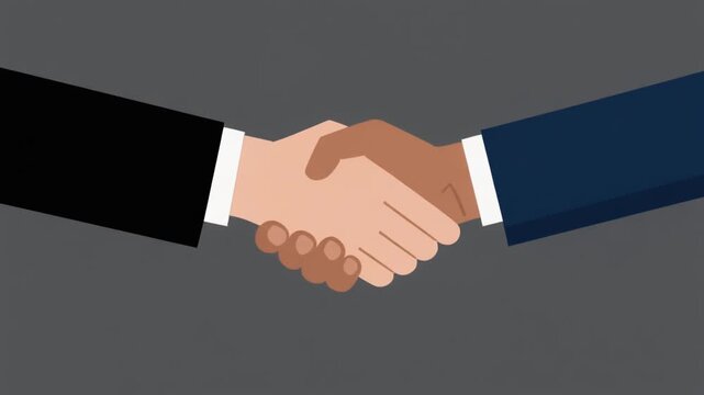 Flat 2d animation of a handshake teamwork corporate agreement concept.