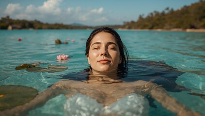 woman in the pool