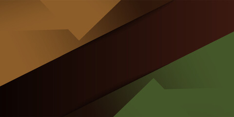 Abstract dark brown overlap green triangle shapes pattern element concept background design. Futuristic banner style. Cool frame background. Eps10 vector