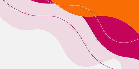 Abstract colorful pink and orange wave banner background with fluid and circle shapes pattern geometric design. eps10