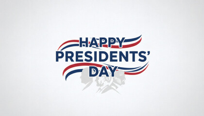 Happy Presidents' Day illustration featuring stylized text and presidential silhouettes, celebrating American history and national holidays