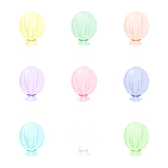 Set of Pastel Tulle Balloons with Ribbons: Soft Chiffon Wrapped Party Decorations