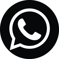 Black and White Whats App Icon