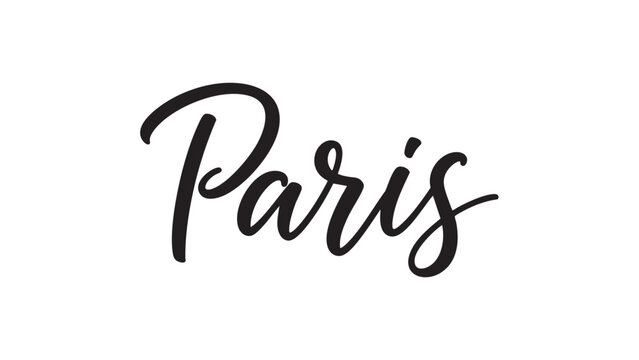 Elegant cursive script text Paris in stylish handwritten font
