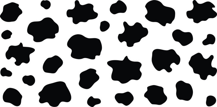 Black cow spots pattern on white background