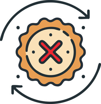 Graphic icon symbolizing an unsuccessful attempt, failed action, or a process requiring a redo, complete with circular arrows indicating a retry or reset function