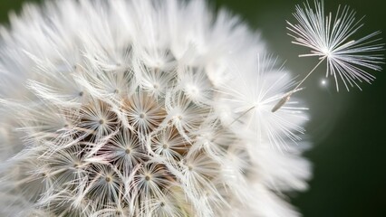Fototapeta premium Macro Dandelion Seed Head White Fluffy Texture 8K Cinematic