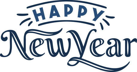 Obraz premium Happy New Year 2026 icon with elegant calligraphy lettering. Hand-drawn typography greeting card design. Perfect for Christmas and New Year banners. Collection of festive 2026 Happy New Year.
