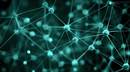 Abstract visualization of interconnected nodes representing a network structure in teal hues