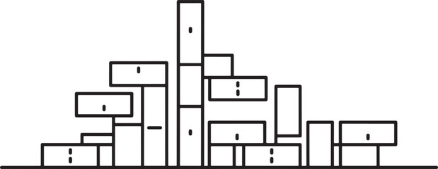 Abstract cityscape sketch with building blocks and geometric architecture illustration