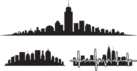 Obraz premium City silhouette set urban skyline design cityscape architecture building abstract