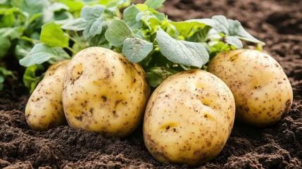Close Up of Fresh Potatoes Growing in the Garden