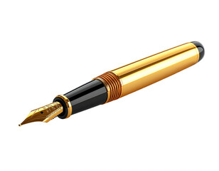 Naklejka premium Gleaming gold fountain pen with black accents, isolated
