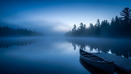 misty morning on lake