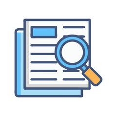 Magnifying glass over documents representing research and investigation