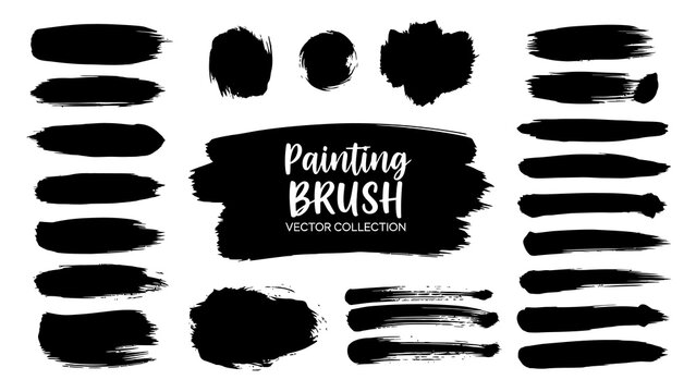 Collection of black brush strokes on white background with title text