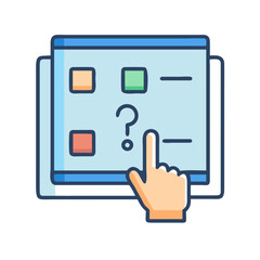 Interactive quiz on a digital device being selected online