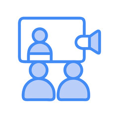 Blue icon representing video call with three participants