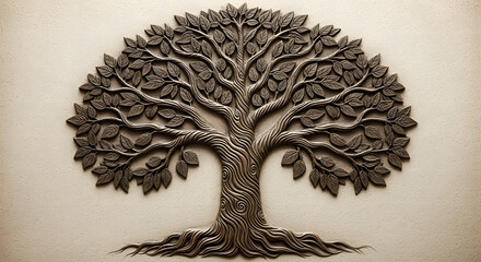 渦巻き模様の幹を持つケルトの生命の樹のレリー生命の樹