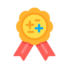 Golden badge with plus and minus symbols illustration