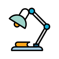 Abstract desk lamp icon illustration with book on black