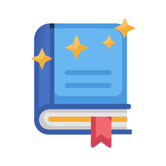 Magical book with stars, bookmark, and glowing effect