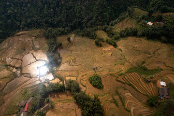 Beautiful rice fields on a cloudy afternoon on the outskirts of Sapa, Vietnam