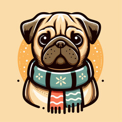 premium vector of Cute pug dog portrait design