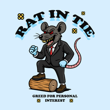Rat in Tie Greed for Personal Interest Vector Design