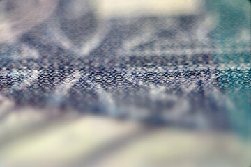 Close-Up of Intricate Texture and Patterns on Currency Bill Macro Shot