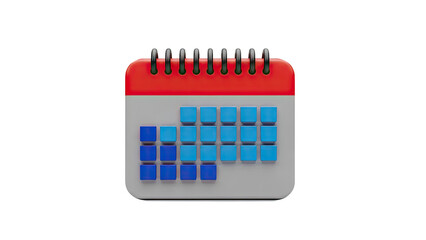 3D Calendar Icon with Blue Dates on transparent background