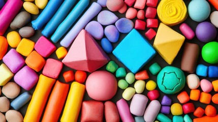 Various colorful clay geometric shapes arranged together