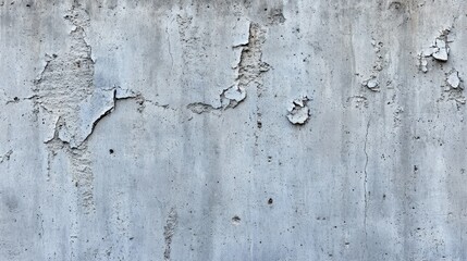 Weathered industrial concrete surface with deep fissures and peeling paint showing signs of age and decay