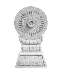Thammachak or Dharmachakra, The Wheel of the Law, wheel of dharma It is a widely used symbol in Indian religions such as Hinduism, Jainaism, and especially Buddhism isolated on white background