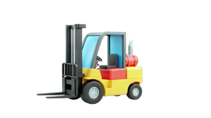 3D Cartoon Forklift on transparent background