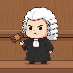 Cartoon Judge with Gavel - Justice and Legal System Illustration.