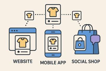 Omnichannel Retail Strategy Website Mobile App and Social Shop Integration.