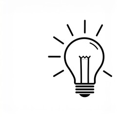 Simple Black and White Illustration of a Light Bulb Representing an Idea.