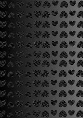 Elegant dark gradient background with a repeating pattern of stylized pixelated hearts, perfect for romantic themes and decorative graphic design projects