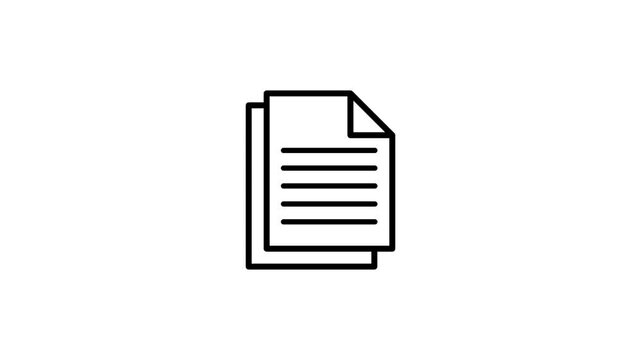 Minimal line document icon animation showing text filling page with professional office motion