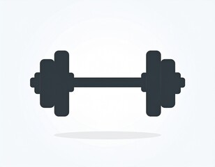 Simple Black Dumbbell Silhouette on White Background for Fitness and Exercise.