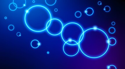 Vibrant blue neon glowing circles on dark gradient background